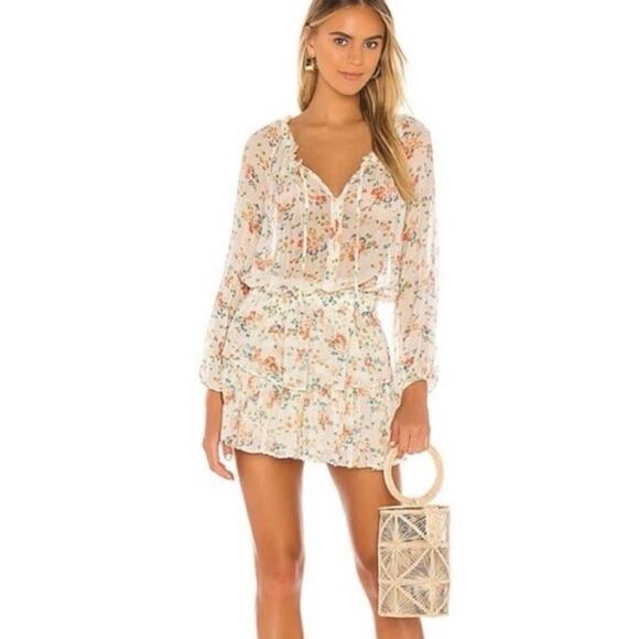 NWT LOVESHACKFANCY Silk Popover Dress CottageCore Floral Print Coquette Size L - Picture 3 of 15